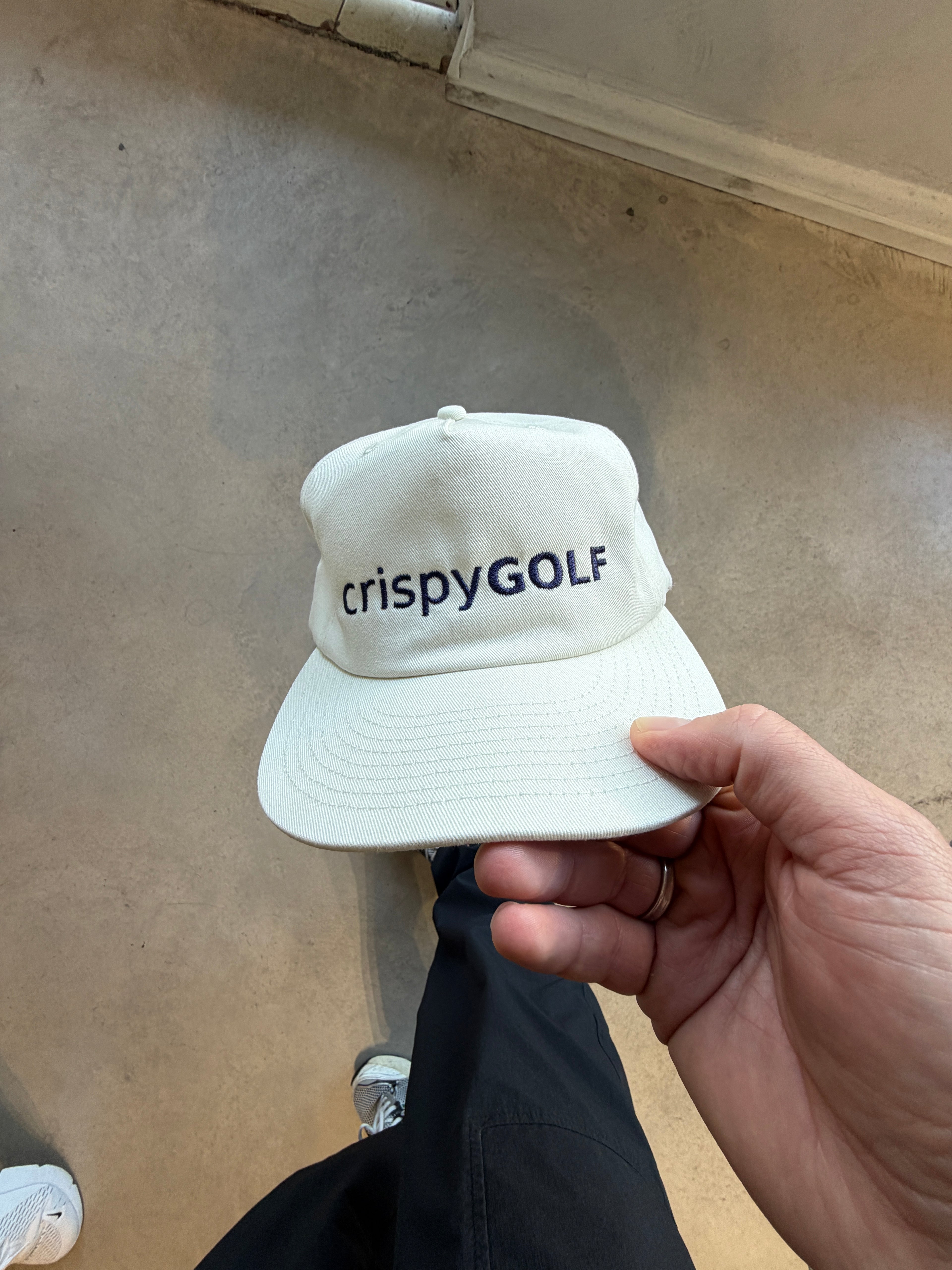The "Crispy GOLF" Classic Twill Snapback (Navy/White)